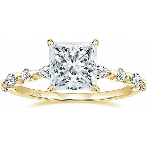 Solitaire Princess Cut Ring 10K Solid White/Yellow/Rose Gold Over Engagement Ring Special for Christmas Gift Proposal Ring