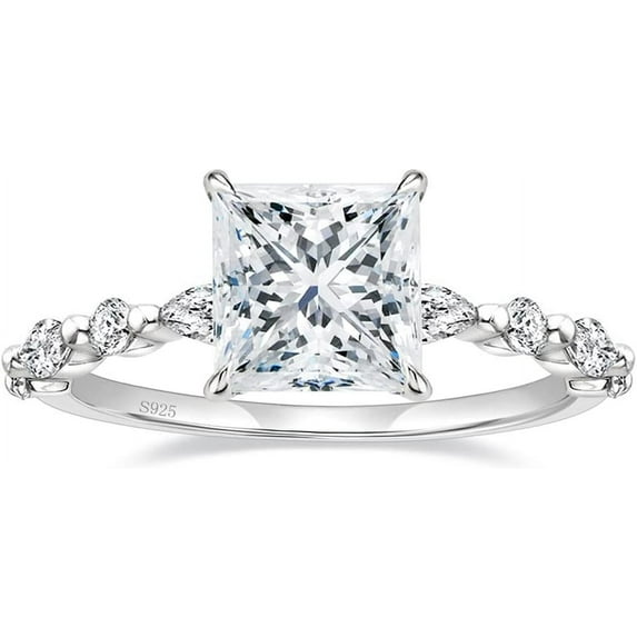 Solitaire Princess Cut Ring 10K Solid White/Yellow/Rose Gold Over Engagement Ring Special for Christmas Gift Proposal Ring