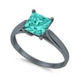 thumbnail image 1 of Solitaire Princess Cut Ring Black Tone Paraiba Tourmaline CZ 925 Sterling Silver Ring Size 5, 1 of 5