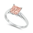 thumbnail image 1 of Solitaire Princess Cut Ring Morganite CZ 925 Sterling Silver Ring Size 5, 1 of 5