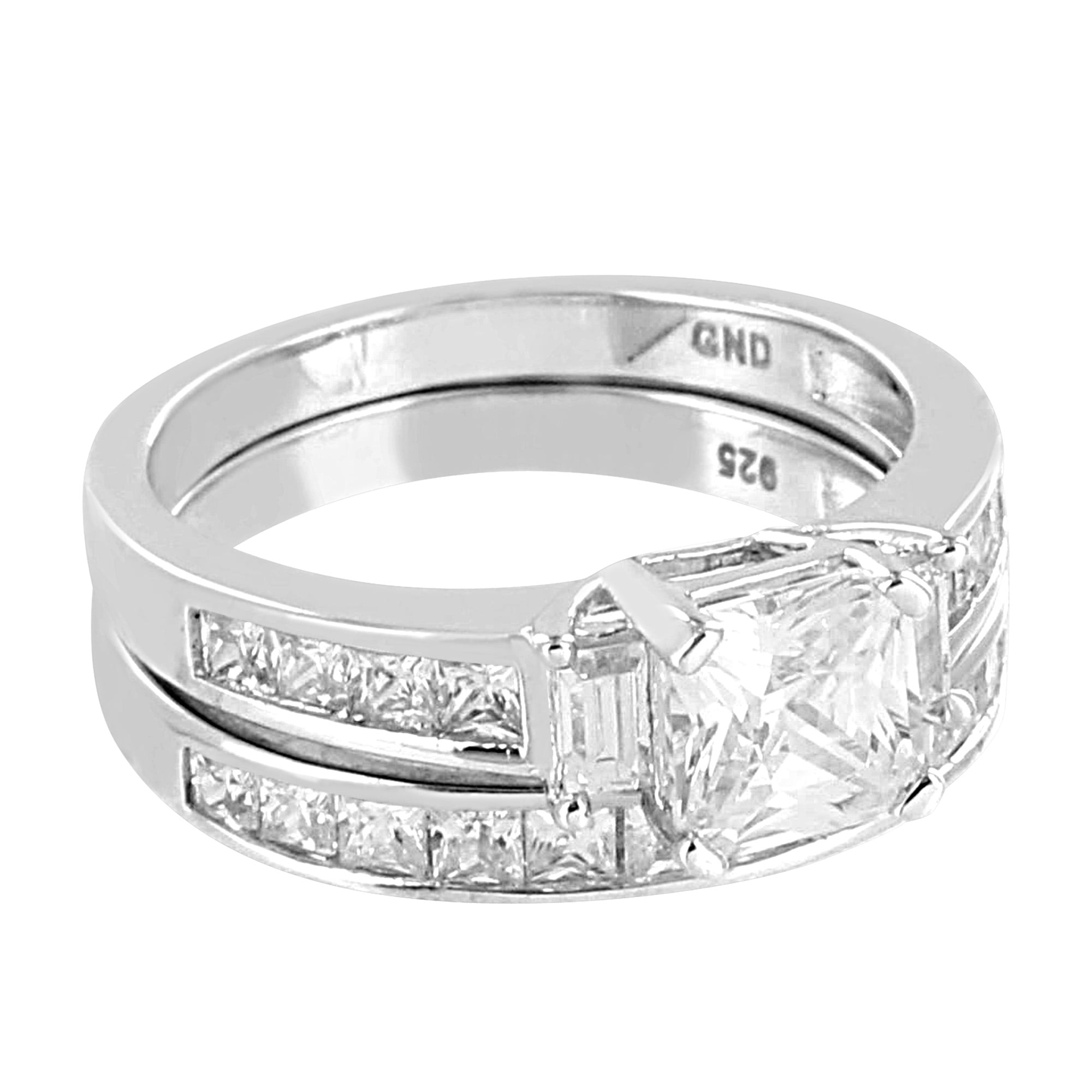 Solitaire Princess Cut Wedding Ring Engagement Band 925 Sterling Silver