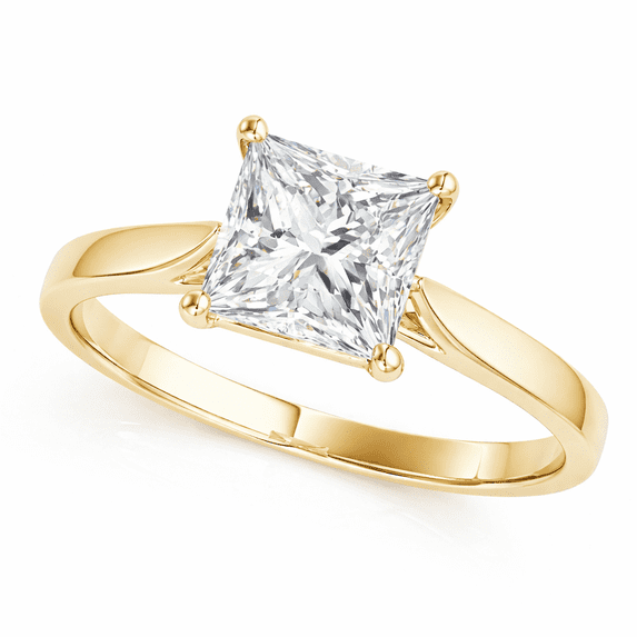 Solitaire Ring 0.75 Ct Princess Diamond 14K Yelllow Gold Engagement Women Rings