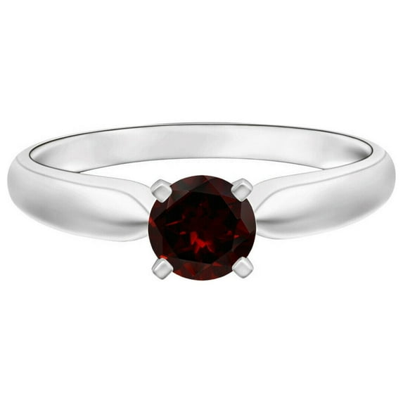 Solitaire Ring!! Round 5 MM Red Garnet 925 Sterling Silver Stackable Women Wedding Ring