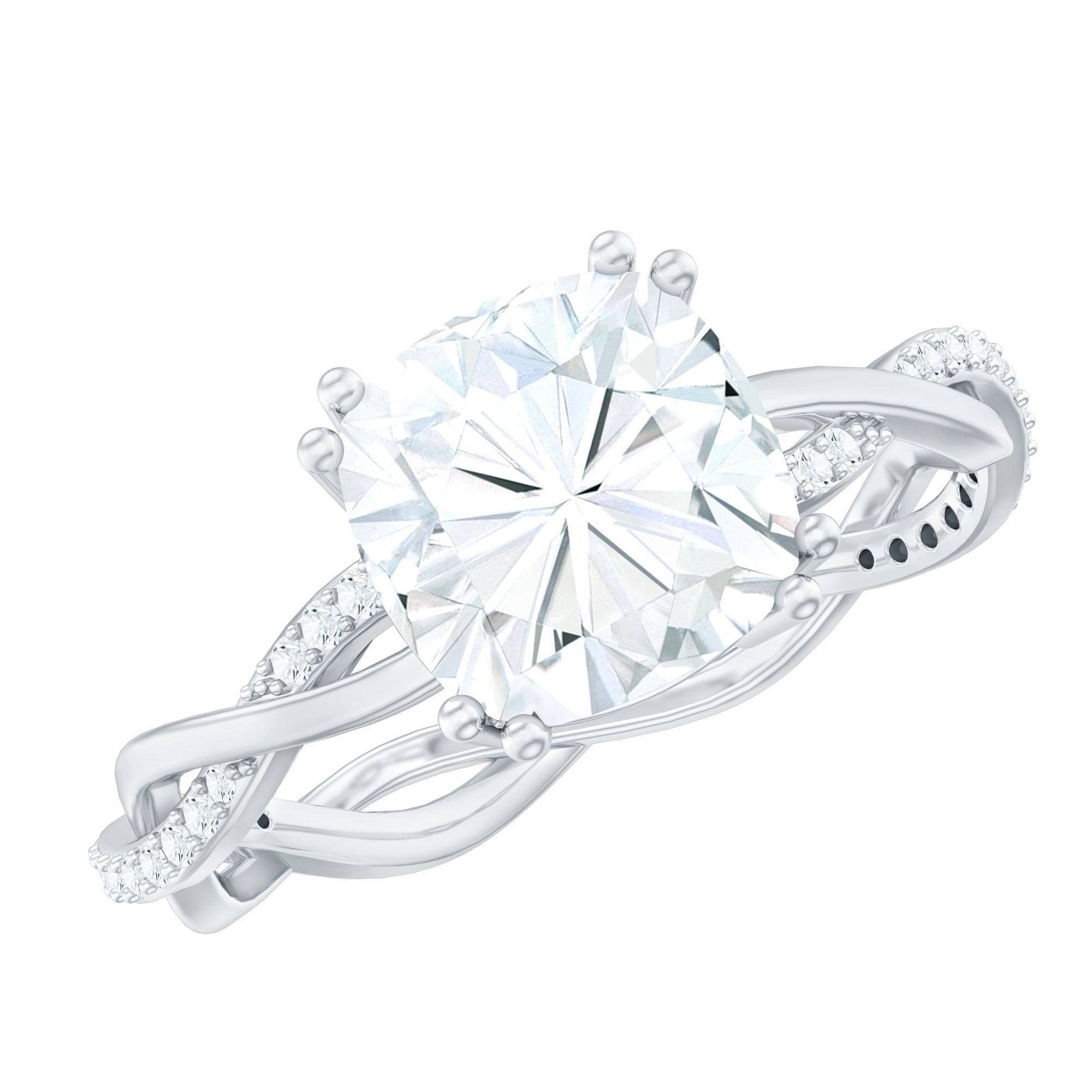 Rosec Jewels Moissanite Cushion Cut Solitaire Ring for Engagement - 8 ...
