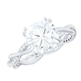 thumbnail image 1 of Rosec Jewels Moissanite Cushion Cut Solitaire Ring for Engagement - 8 mm - Braided Ring - 3 Ct - D-VS1 Grade Certified, 925 Sterling Silver, US 4.00, 1 of 8
