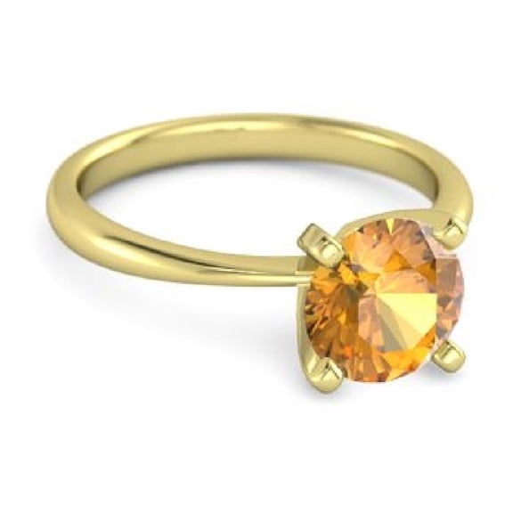 Solitaire Round 5 MM Citrine 925 Silver Gold Finish Women Christmas Ring