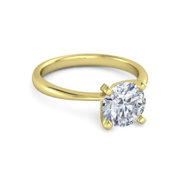 Solitaire Round 5 MM White Topaz 925 Silver Gold Finish Women Christmas Ring