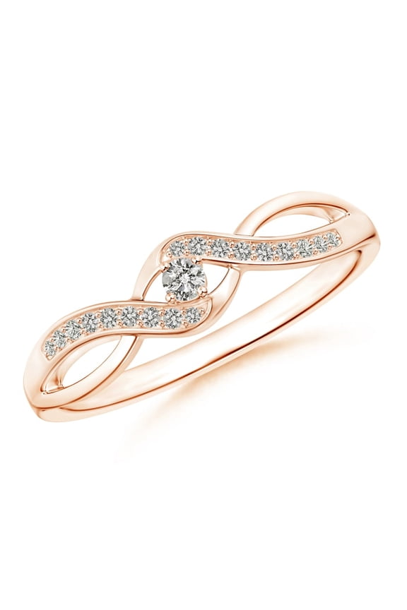 Solitaire Round Diamond Infinity Promise Ring in 14K Rose Gold (Weight: 0.04ctwt)