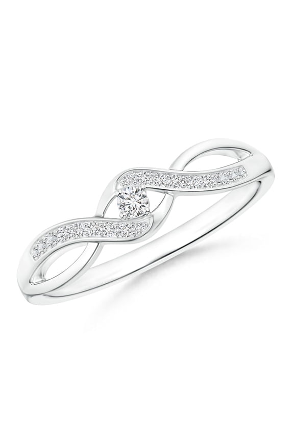 Solitaire Round Diamond Infinity Promise Ring in 14K White Gold (Weight: 0.04ctwt)