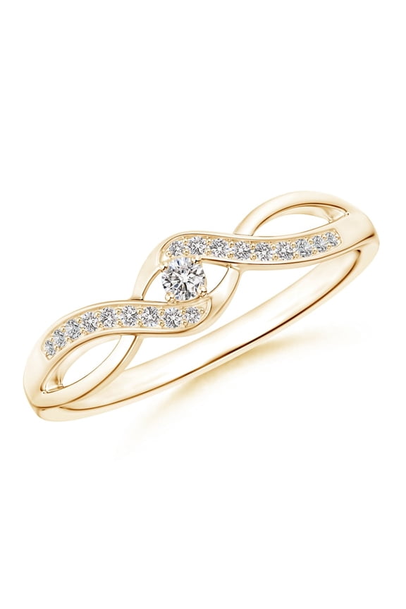 Solitaire Round Diamond Infinity Promise Ring in 14K Yellow Gold (Weight: 0.04ctwt)