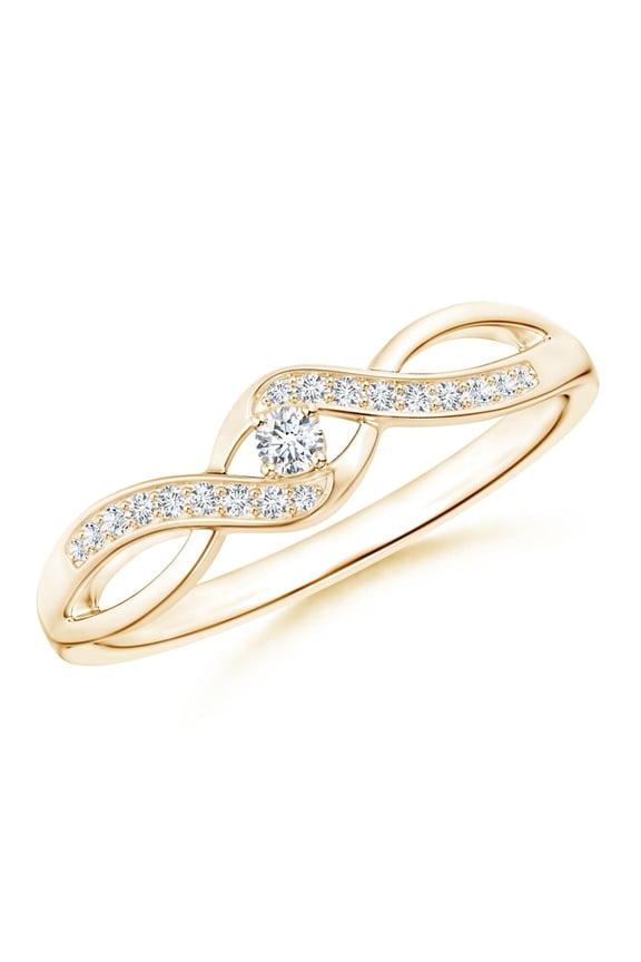 Solitaire Round Diamond Infinity Promise Ring in 14K Yellow Gold (Weight: 0.04ctwt)