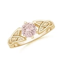 thumbnail image 1 of ANGARA Natural Solitaire Round Morganite Celtic Knot Ring in 14K Yellow Gold for Women | Birthday, Anniversary, Jewelry Gift for Women | Natural Morganite Ring, 1 of 11