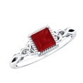 thumbnail image 1 of Rosec Jewels Real Ruby Promise Ring for Women (0.8 Carat) - Celtic Knot Ring - AAA Grade July Birthstone - Ready to Gift, 18K White Gold, US 9.50, 1 of 8