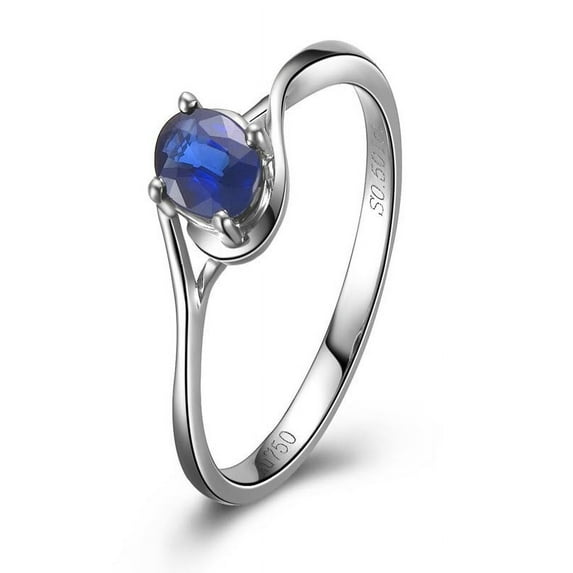Solitaire Sapphire Engagement Ring on 10k White Gold on Sale