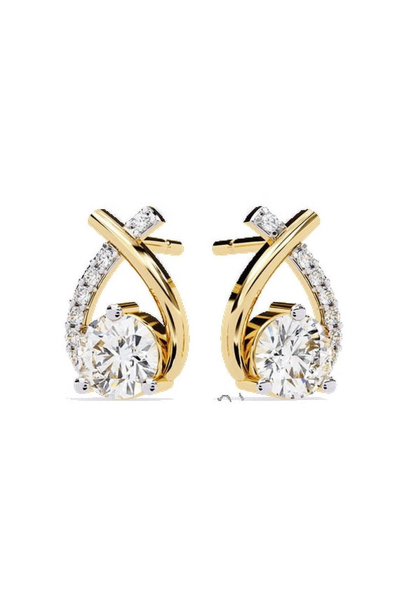 Solitaire Stud Earring 1.27 ct Lab Grown CVD Diamond 14K Clarity-VVS2 Color-F. - Rose 14K
