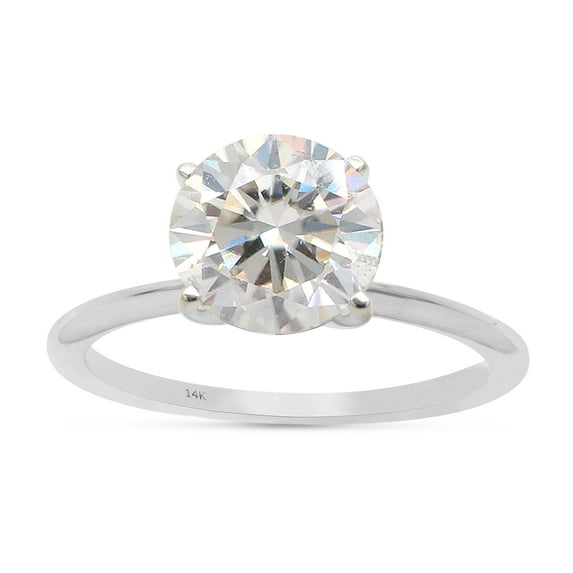 Solitaire Style, 1 3/4 cttw 8MM Round Cut Lab Created Moissanite Diamond Engagement Ring For Women In 14K Solid White Gold (G-H Color, VVS1 Clarity, 1.75 Cttw)-8.5