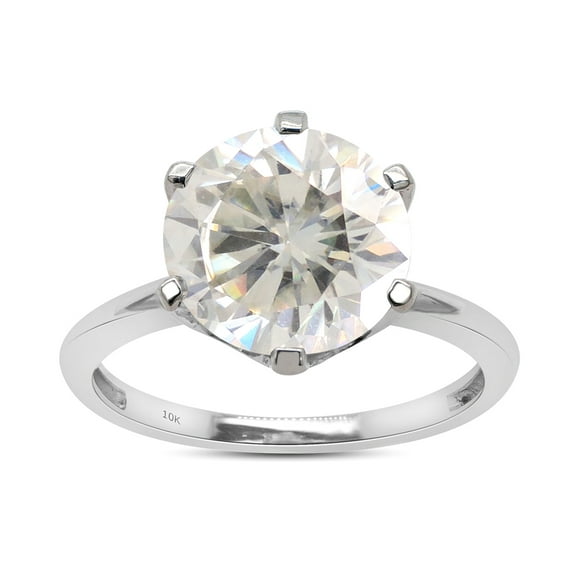 AFFY 3 Carat Round Moissanite Diamond Solitaire Engagement Ring for Women 10K Solid White Gold-6.5