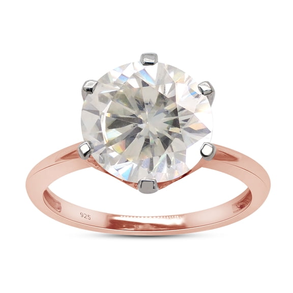 Solitaire Style, 3 Carat 9.5MM Round Cut Lab Created Moissanite Diamond Engagement Ring For Women In 14K Rose Gold Over Sterling Silver(G-H Color, VVS1 Clarity, 3 Cttw)-4