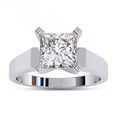 thumbnail image 1 of Solitaire Style Engagement Rings for Women | 6.5MM Princess Cut Lab Created Moisaanite 4-Prong Promise Rings in 14K Solid White Gold Jewelry Gift For Her, Ring Size 9.5, 1 of 6