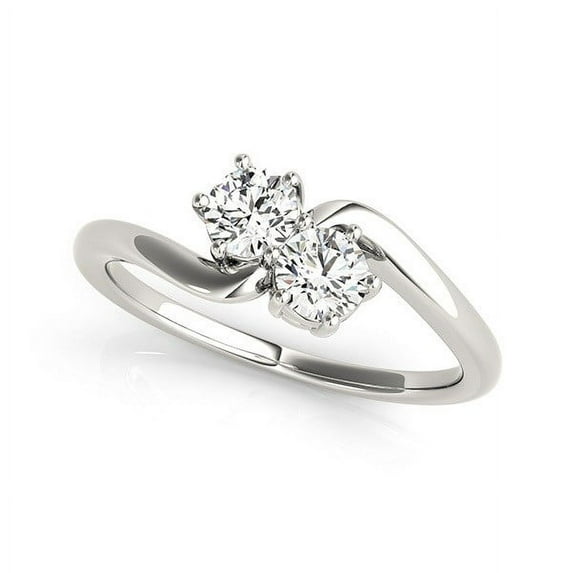 Solitaire Two Stone Diamond Ring in 14k White Gold (1/2 cttw) Size 5.5