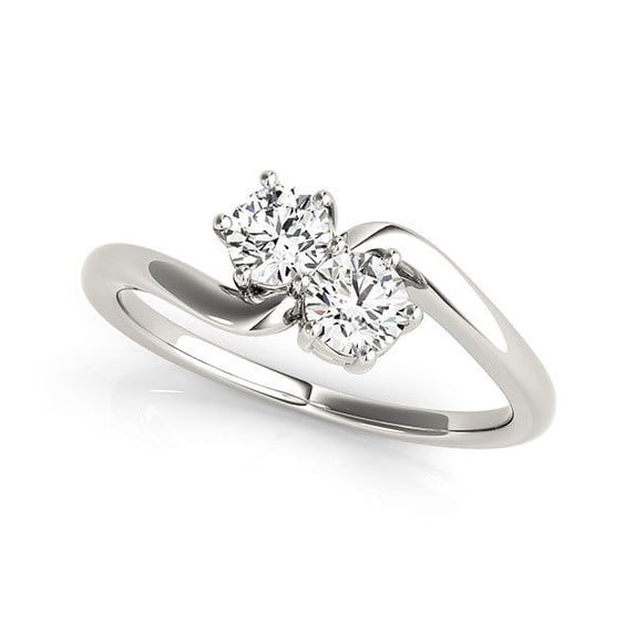 Solitaire Two Stone Diamond Ring in 14k White Gold (1/2 cttw) Size 6.5
