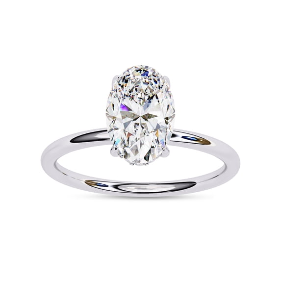 Solitaire Wedding Engagement Ring for Women | Center 10x5mm Oval Cut Lab Created Moissanite Promise Rings in 14K Solid White Gold Jewelry Gift for Her, Ring Size 5