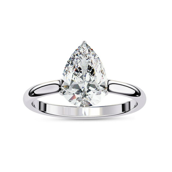 Solitaire Wedding Engagement Ring for Women | Center 10x7mm Pear Cut Lab Created Moissanite Stackable Band Promise Rings in 14K Solid White Gold Jewelry Gift for Her, Ring Size 5.5