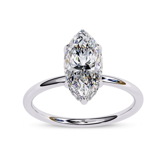 AFFY Solitaire Wedding Engagement Ring for Women Center 12x6mm Marquise Cut Lab Created Moissanite Stackable Band Promise Rings in 10K Solid White Gold Jewelry Gift for Her 5