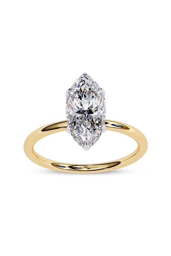 Solitaire Wedding Engagement Ring for Women Center 12x6mm Marquise Cut Lab Created Moissanite Stackable Band Promise Rings in 14K Solid Yellow Gold Jewelry Gift for Her 6