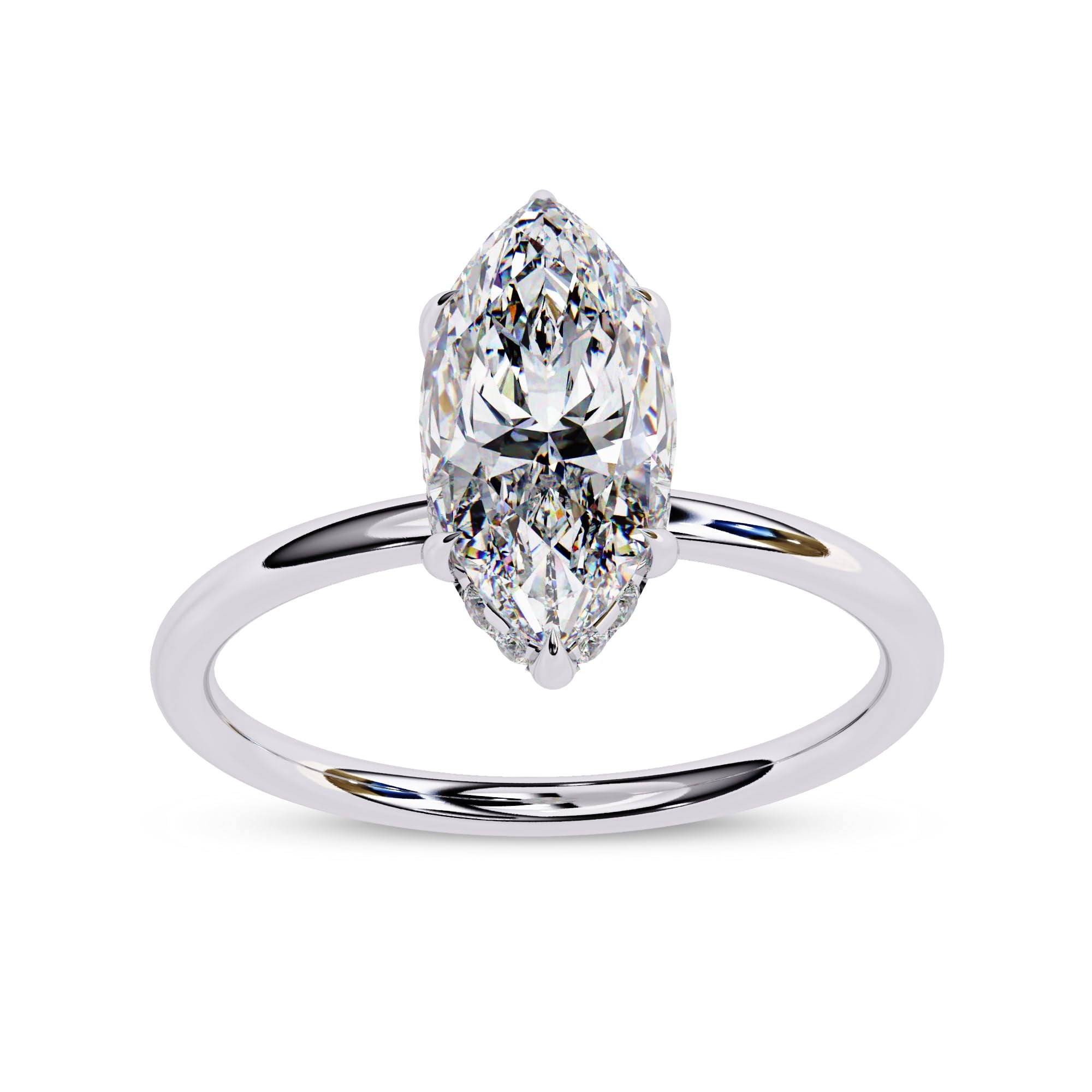 AFFY Solitaire Wedding Engagement Ring for Women Center 12x6mm Marquise Cut Lab Created Moissanite Stackable Band Promise Rings in 14K White Gold Over Sterling Silver Jewelry Gift for Her-4