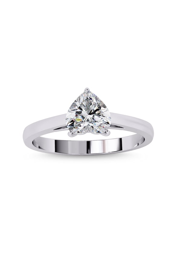 Solitaire Wedding Engagement Ring for Women | Center 6MM Heart Cut Lab Created Moissanite Promise Rings in 14K Solid White Gold Jewelry Gift for Her, Ring Size 4