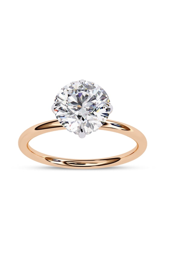 Solitaire Wedding Engagement Ring for Women | Center 8.5mm Round Cut Lab Created Moissanite Stackable Band Promise Rings in 10K Solid Rose Gold Jewelry Gift for Her, Ring Size 4.5