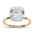 thumbnail image 1 of Solitaire Wedding Engagement Ring for Women | Center 8.7mm Cushion Cut Lab Created Moissanite Promise Rings in 14K Solid Rose Gold Gift for Her, Ring Size 5.5, 1 of 6