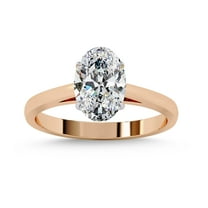 Solitaire Wedding Engagement Ring for Women | Center 9X6MM Oval Cut Lab Created Moissanite Promise Rings in 14K Solid Rose Gold Jewelry Gift for Her, Ring Size 9