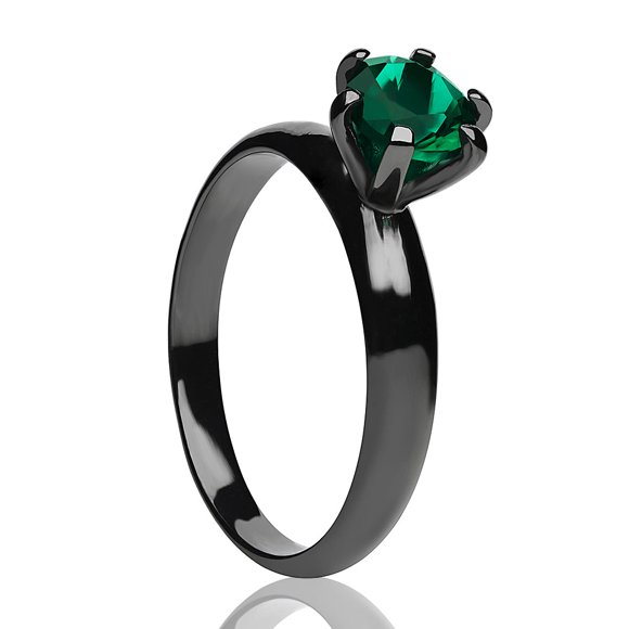 Solitaire Wedding Ring,Emerald Wedding Ring,Titanium Wedding Ring,Ladies Ring,Engagement Ring,Anniversary