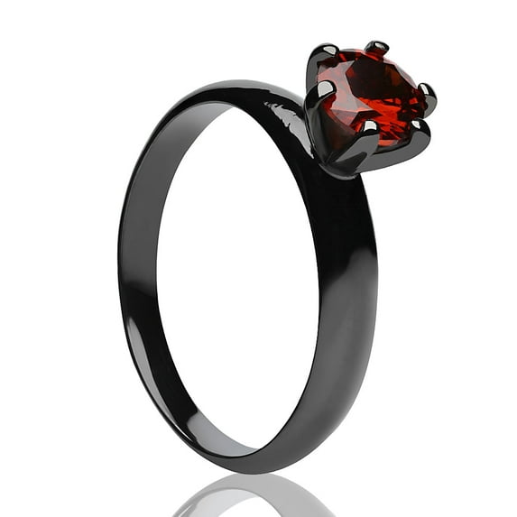 Solitaire Wedding Ring - Ruby Wedding Ring - Engagement Ring - Solitaire Ring - Gunmetal, 7.25