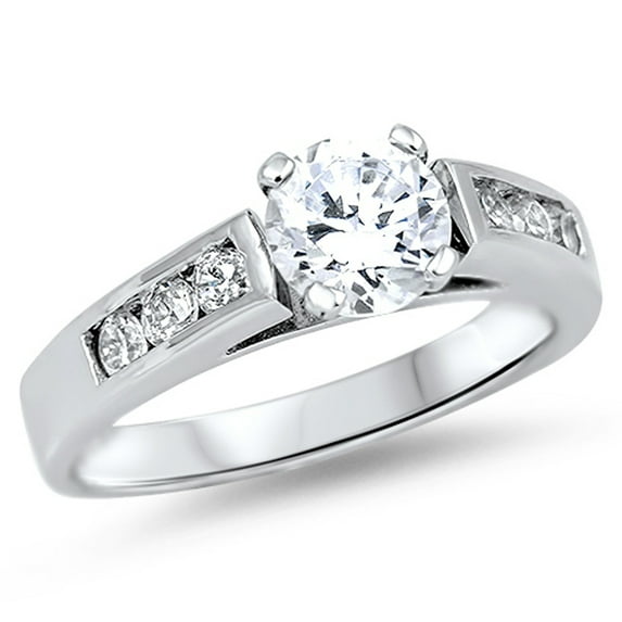 Solitaire Wedding Ring White Cubic Zirconia .925 Sterling Silver Promise Band Jewelry Female Size 5