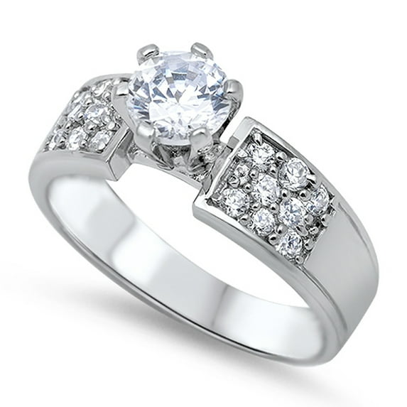 Solitaire Wedding White Cubic Zirconia Ring .925 Sterling Silver Band Jewelry Female Male Size 10