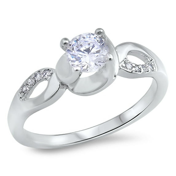 Solitaire White Cubic Zirconia Infinity Wedding Ring 925 Sterling Silver Band Jewelry Female Size 8