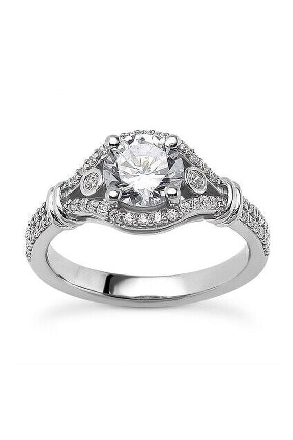 Solitaire With Accent Ring Three Stone Anniversary Ring 2.2 Ct Diamond 14K White Gold Over