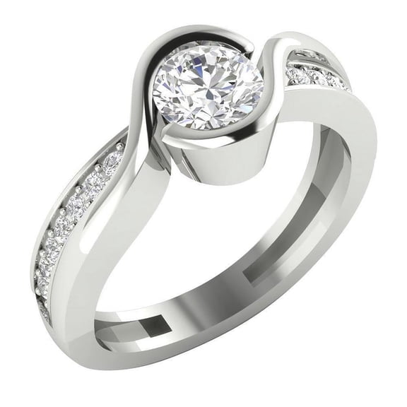 Solitaire With Accents By Pass Women's Engagement Ring 1.9 Ct Diamond 14K White Gold Over