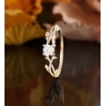 thumbnail image 1 of Solitaire moissanite yellow gold engagement ring Nature inspired anniversary bridal ring Unique leaf branch twig twisted curved wedding ring, 1 of 3