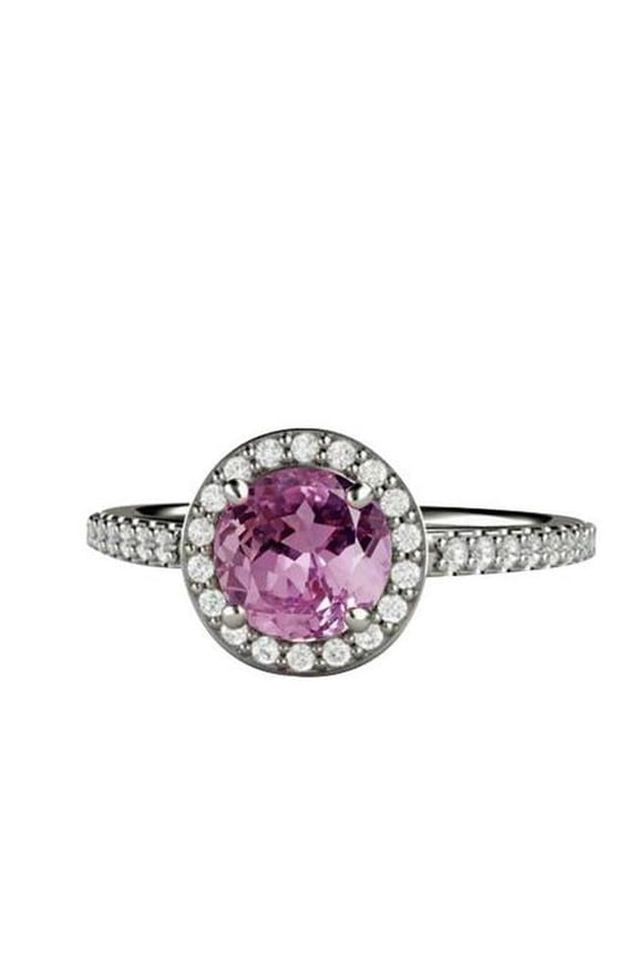 Solitaire with Accent 12.34 CT Kunzite with Diamonds Ring, Gold - Size 6.5