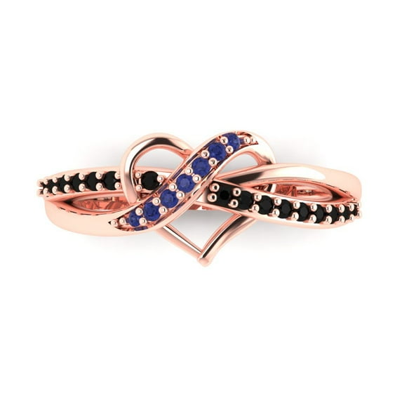 Solitaire with Accents Engagement Ring for Women - 0.22ct Natural Onyx in 14K Rose Gold Promise Ring