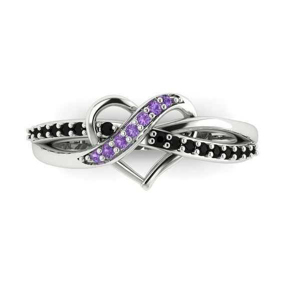 Solitaire with Accents Engagement Ring for Women - 0.22ct Natural Onyx in 14K White Gold Promise Ring