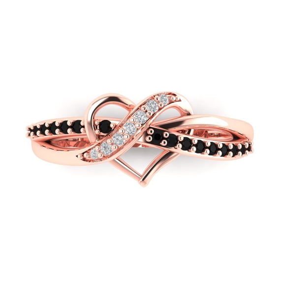 Solitaire with Accents Engagement Ring for Women - 0.22ct Simulated Diamond in 14K Rose Gold Promise Ring