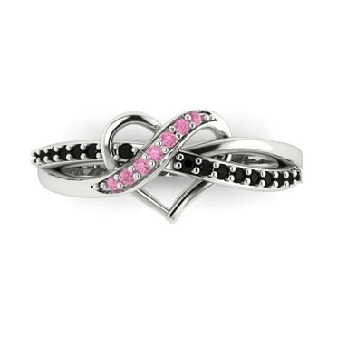 Solitaire with Accents Engagement Ring for Women - 0.22ct Simulated Pink Diamond in 18K White Gold Promise Ring