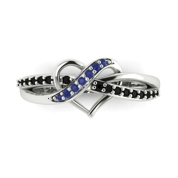 Solitaire with Accents Engagement Ring for Women - 0.22ct Simulated Tanzanite in 14K White Gold Promise Ring