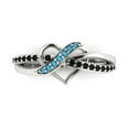 thumbnail image 1 of Solitaire with Accents Engagement Ring for Women - 0.22ct Simulated Turquoise in 14K White Gold Promise Ring, 1 of 6