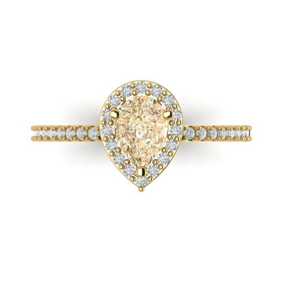 Solitaire with Accents Engagement Ring for Women - 0.755ct Natural Morganite in 14K Yellow Gold Promise Ring